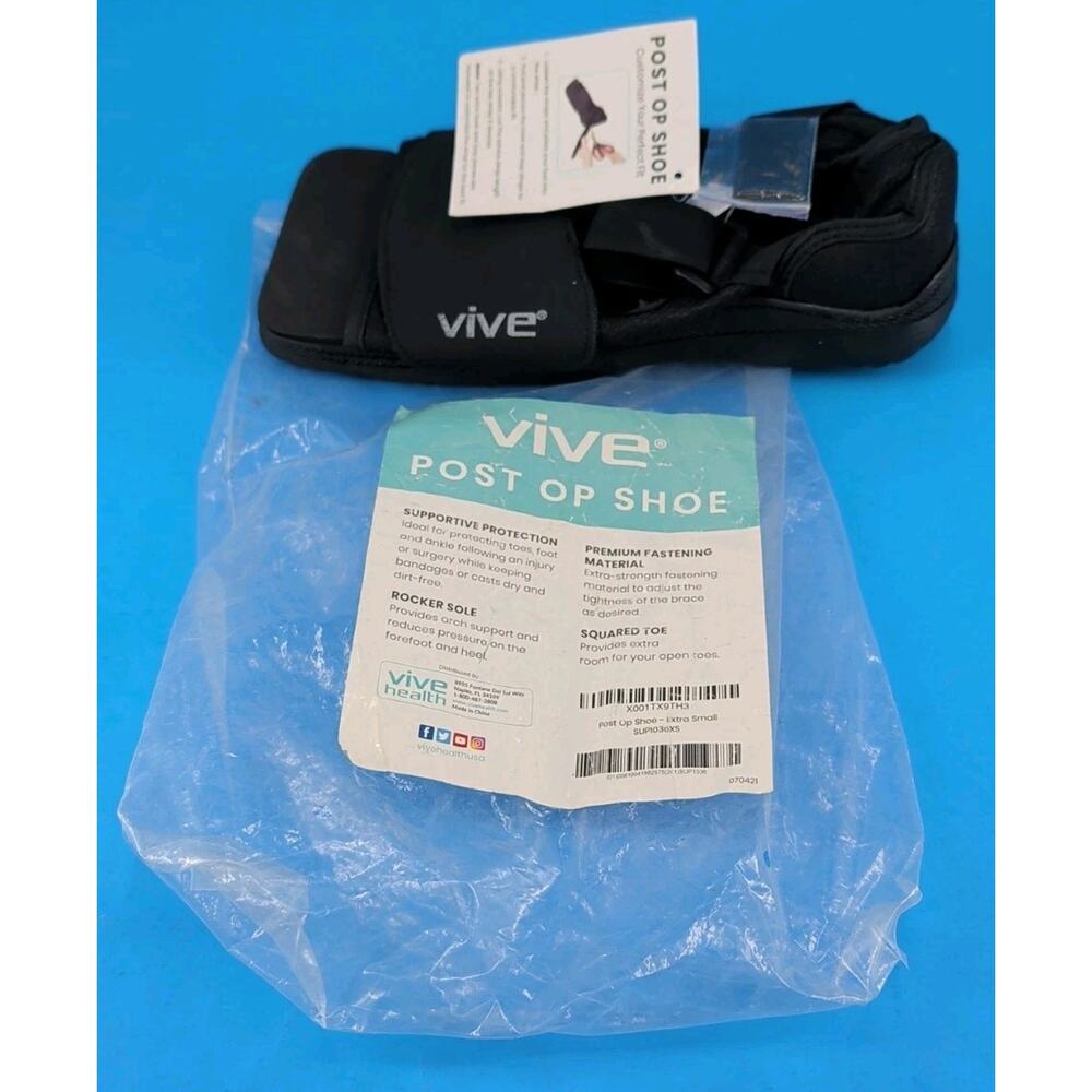 NEW Vive Post Op Shoe - Lightweight Medical Walking Boot w/Adjustable Straps XS